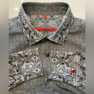 Signum - All cotton grey pattern dress shirt Size Medium